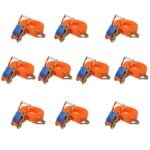 Pack of 10 x 50mm Orange Polyester Ratchet Strap x 4 Metres With Claw Hook