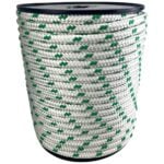 20mm White With Green Fleck Double Braid Polyester Rope 100 Metre Reel
