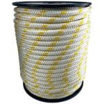 16mm White With Yellow Fleck Double Braid Polyester Rope 100 Metre Reel