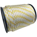 12mm White With Yellow Fleck Double Braid Polyester Rope 50 Metre Reel