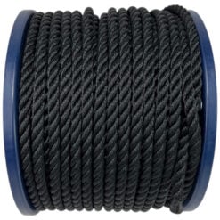 8mm black polyester 3 strand rope x 30 metre reel 3