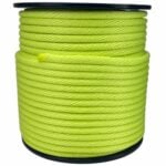 6mm Fluorescent Yellow Spiral Braided Polypropylene Bondage Rope 100 Metre Reel