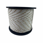 8mm White With Beige Fleck Double Braid Polyester Sinking Rope 100 Metre Reel